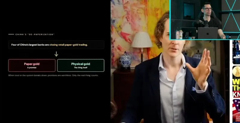 Tom Bilyeu YouTube China de paperization paper gold vs physical gold