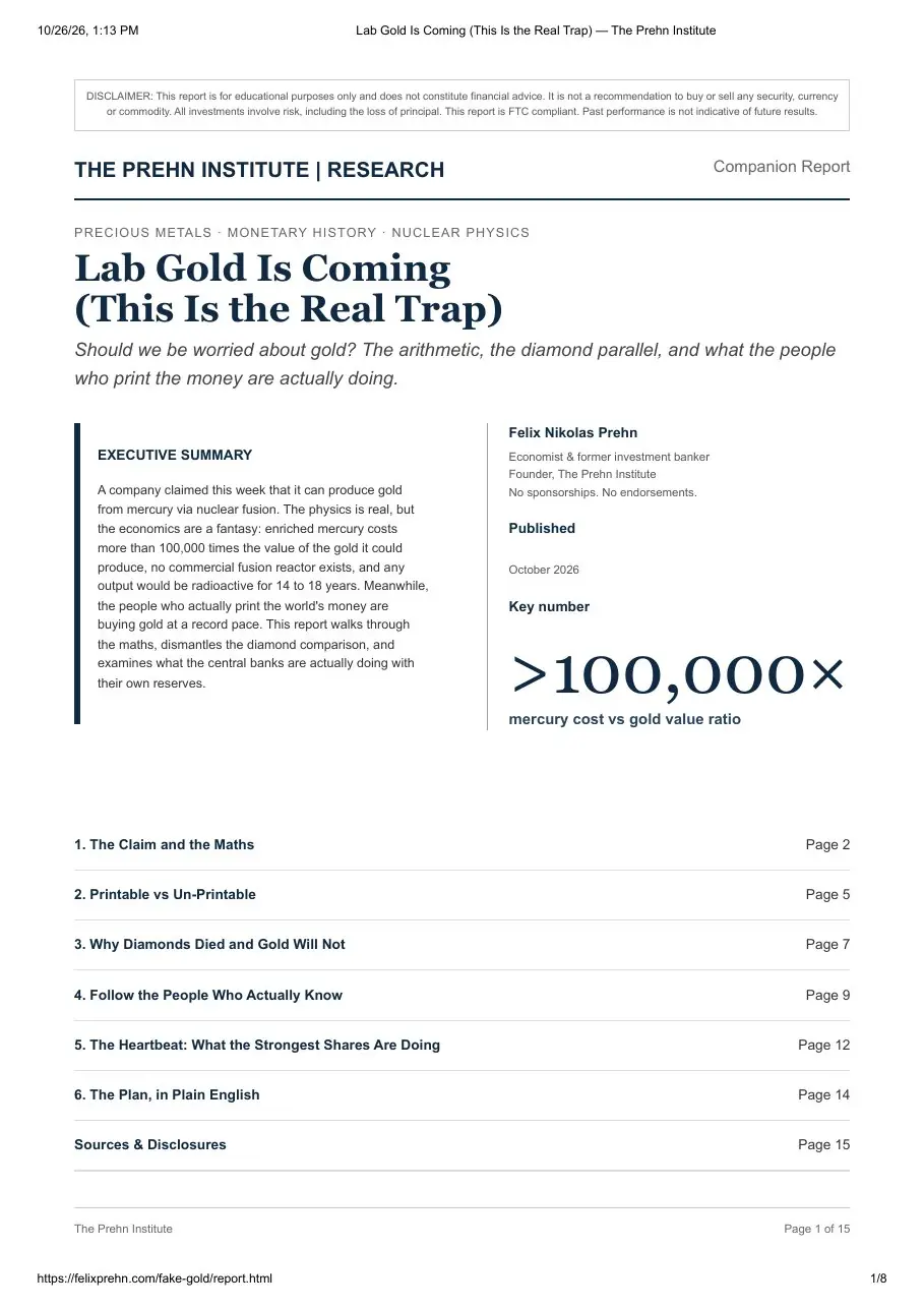 First page of the "Lab Gold Is Coming (This Is the Real Trap)" research report by Goat Academy